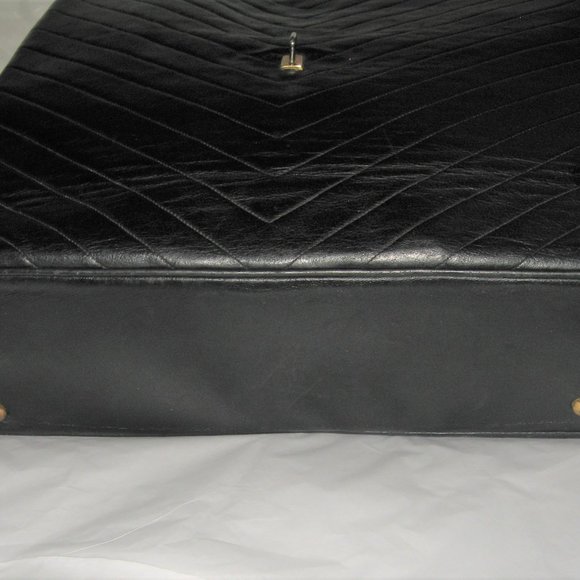 ❤️ HARRY ROSENFELD XL Black Soft Quilted V Leather Cabachon Top Handle Bag - Picture 11 of 15